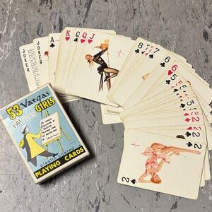 Varga Girls Playing Cards - Cream and Black Design